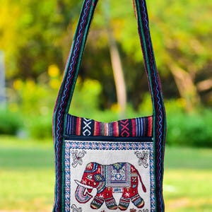 Elefant Crossbody Tasche, doppelseitig, Schultertasche, Hippie Tasche, Damentasche, Tribal Tasche, Reisetasche, Boho Tasche, Hobo Tasche, ethnische Tasche.
