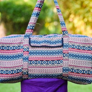 Aztec Duffle Bag: Colorful Woven Cotton Weekender Travel Bag