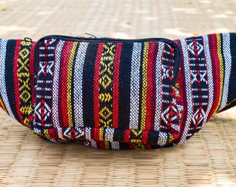 Money Belt, Fanny Pack, Thai Hill Tribe, Geometric Pattern, Colorful Bumbag, Womens Hip bag, Festival Fanny Pack, Travel waist bag, Belt bag