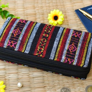 Hippie Crossbody Wallet, Titular de la tarjeta, Double Zipper Card Wallet, Travel Wallet, Ikat Womens Clutch, Hippie Christmas gift, German flag