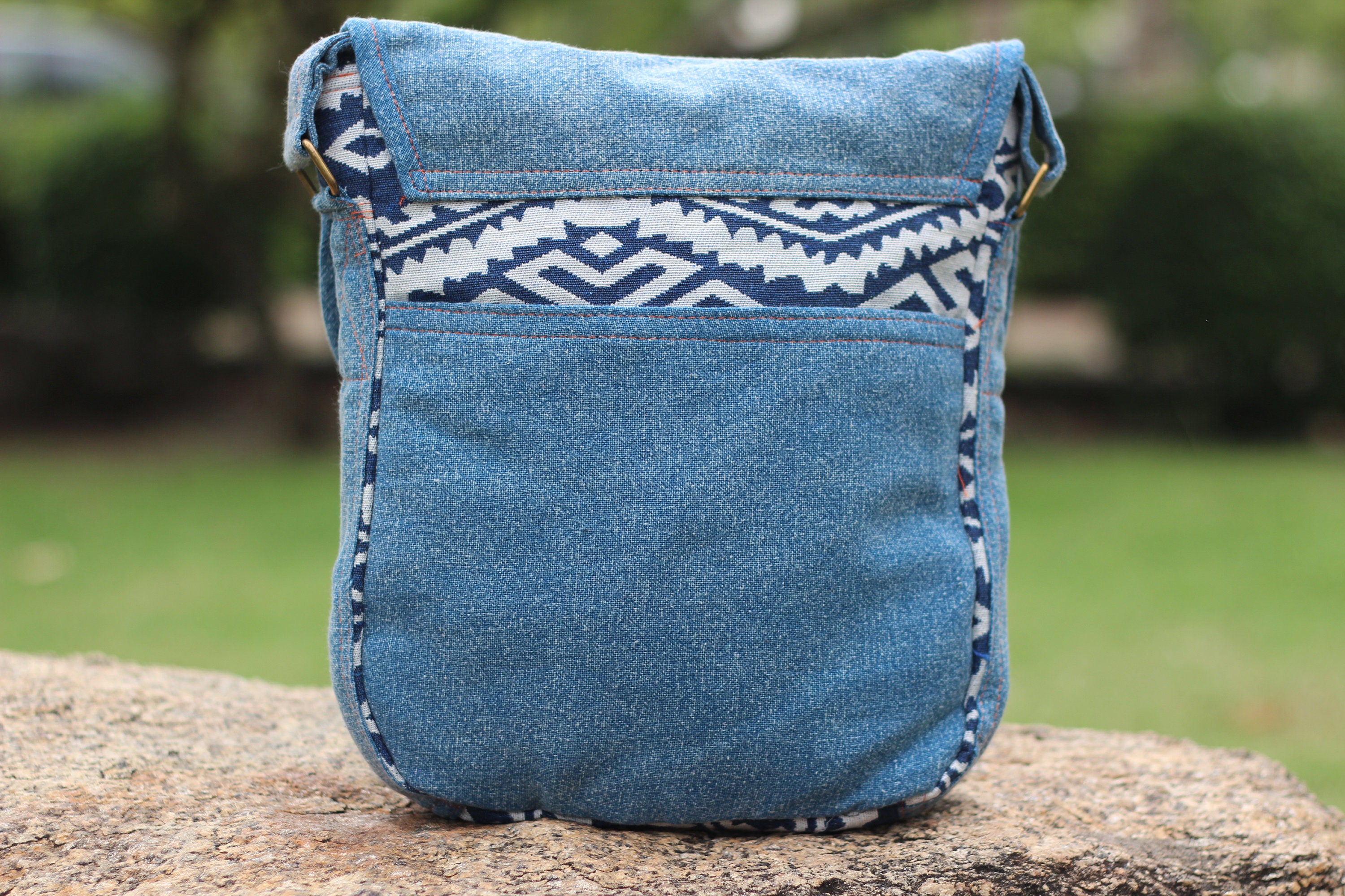 Women Messenger Bag Southwestern Purse Blue Handbag Etsy