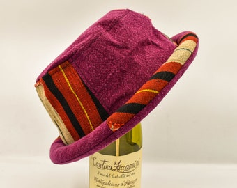 Roll Brim, sombrero de cubo, sombrero funky, sombrero tribal, sombrero de festival colorido púrpura, sombrero boho, sombrero boho, sombrero hippie, regalo funky, hombre en llamas.