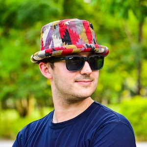 Roll Brim Hat, Hippie Hat, Bright and fun,  Bucket Hat, Colorful Hat, Thai Hill Tribe Fabri , Festival hat, Hippie Hat, Chevrons,