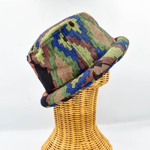 Tribal Bucket Hat: Colorful Festival Roll Brim, Boho Hippie Style