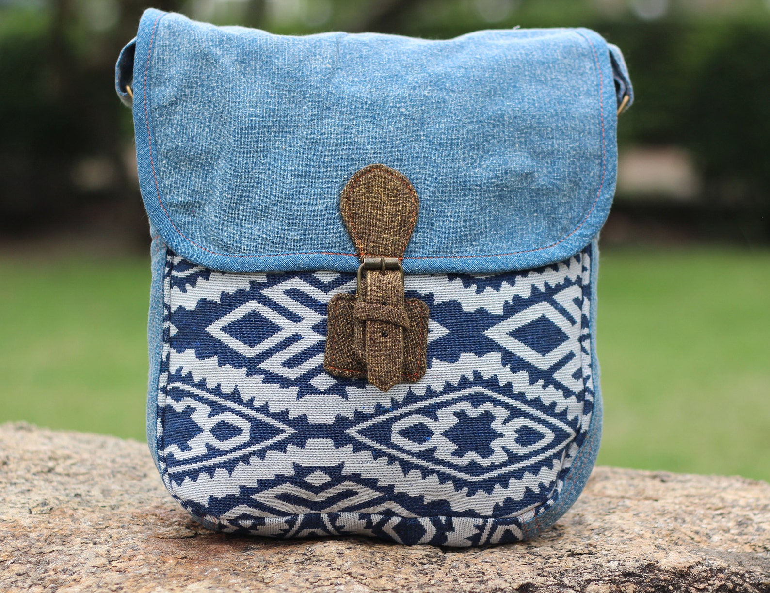 Women Messenger Bag Southwestern Purse Blue Handbag Etsy