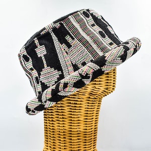 Aztec Roll Brim Bucket Hat: Thai Hill Tribe Fabric, Boho Hippie Style