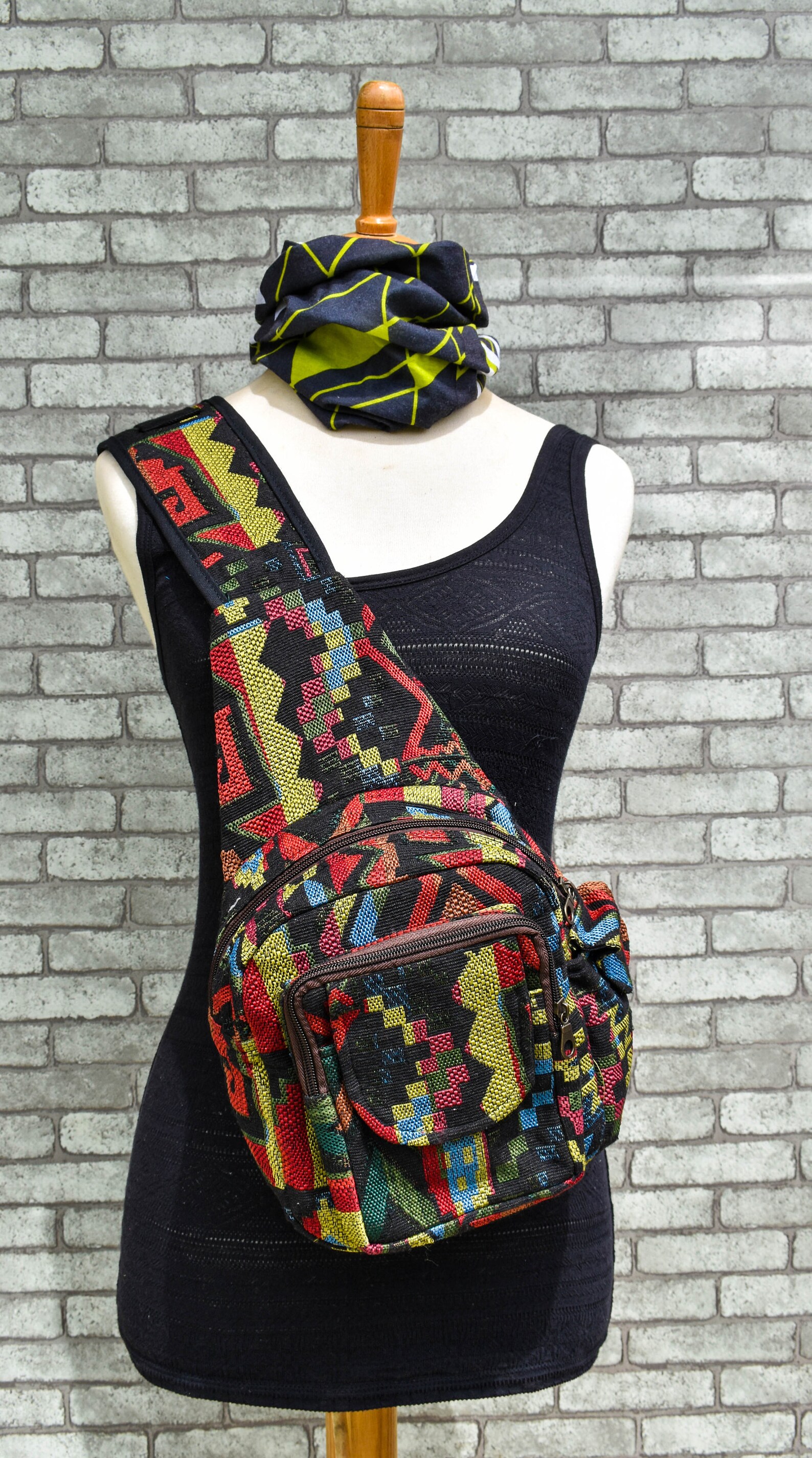 Hippie Sling Backpack Purse Aztec Tribal Holster Bag Boho Etsy