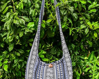 Woven Cotton Boho Sling Bag: Tribal Hippie Crossbody