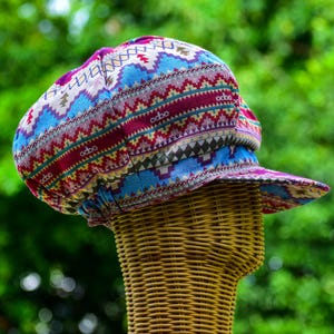Boho Rasta Hat: Red White Blue Jamaican Style Dreadlock Cap