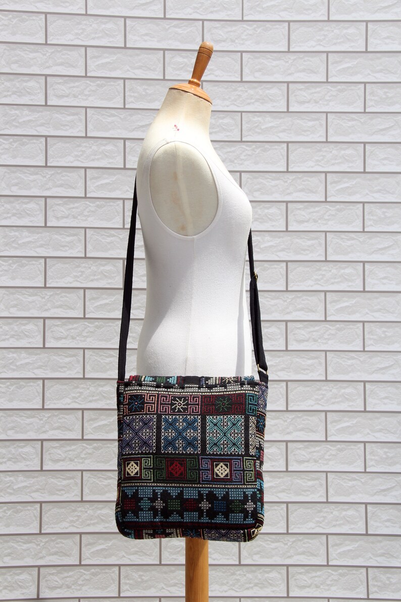 Boho Messenger Bag Hmong Bag Hippie Crossbody Bag Cross Etsy