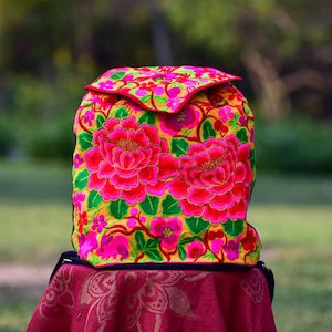 Sac à dos coloré, petit sac à dos hmong, broderie ethnique, sac à dos carré hippie, sac à dos d'école mignon, cadeau végétalien