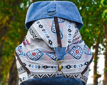 Hippie Rucksack, Farbenfroher Rucksack, Reiserucksack, Tribal Rucksack, Geschenk für Sie, Yoga Rucksack, Wanderrucksack, Boho Tasche, Ethno