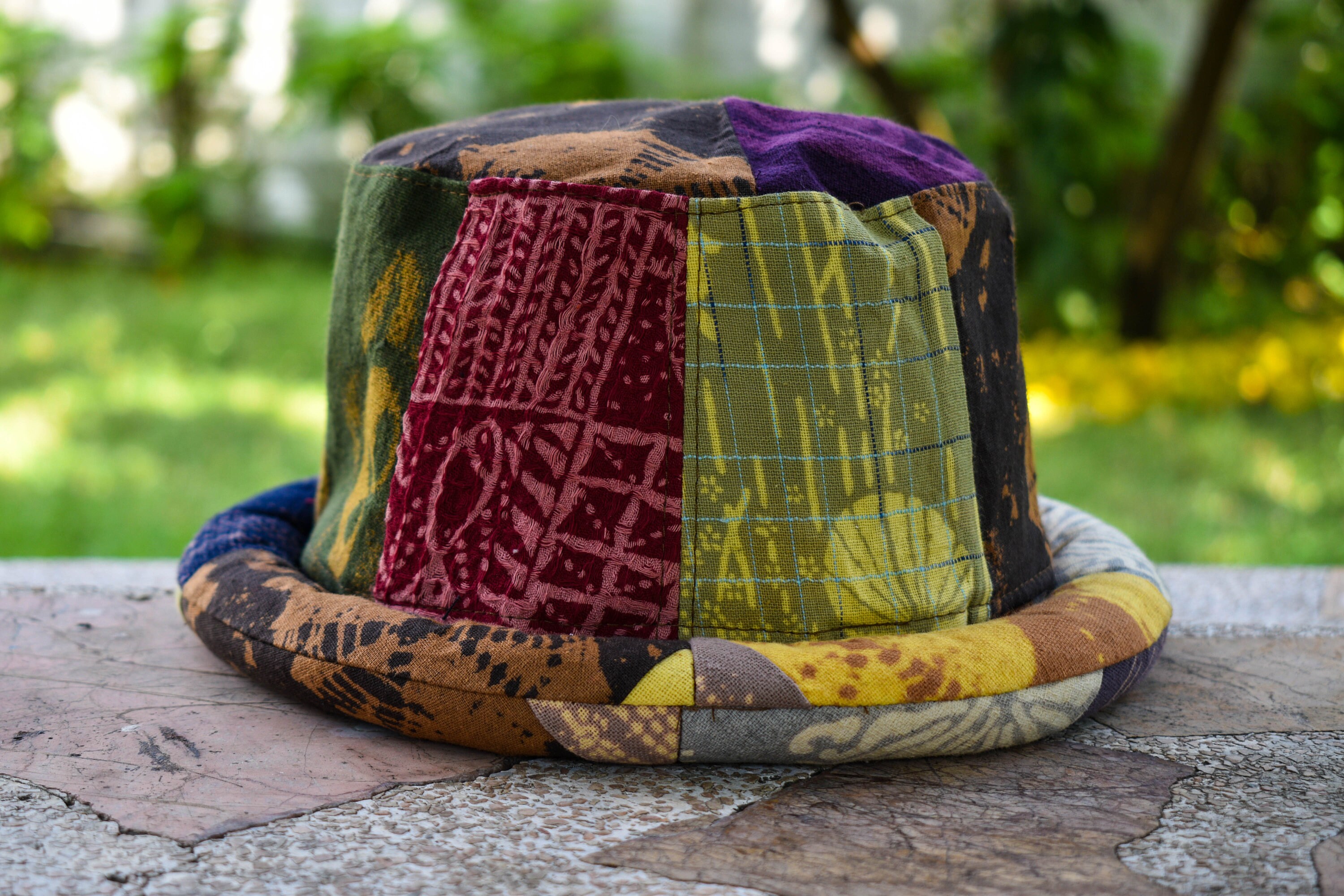 Bucket Hat Festival Hat Tribal Fabric Patchwork Headgear Etsy