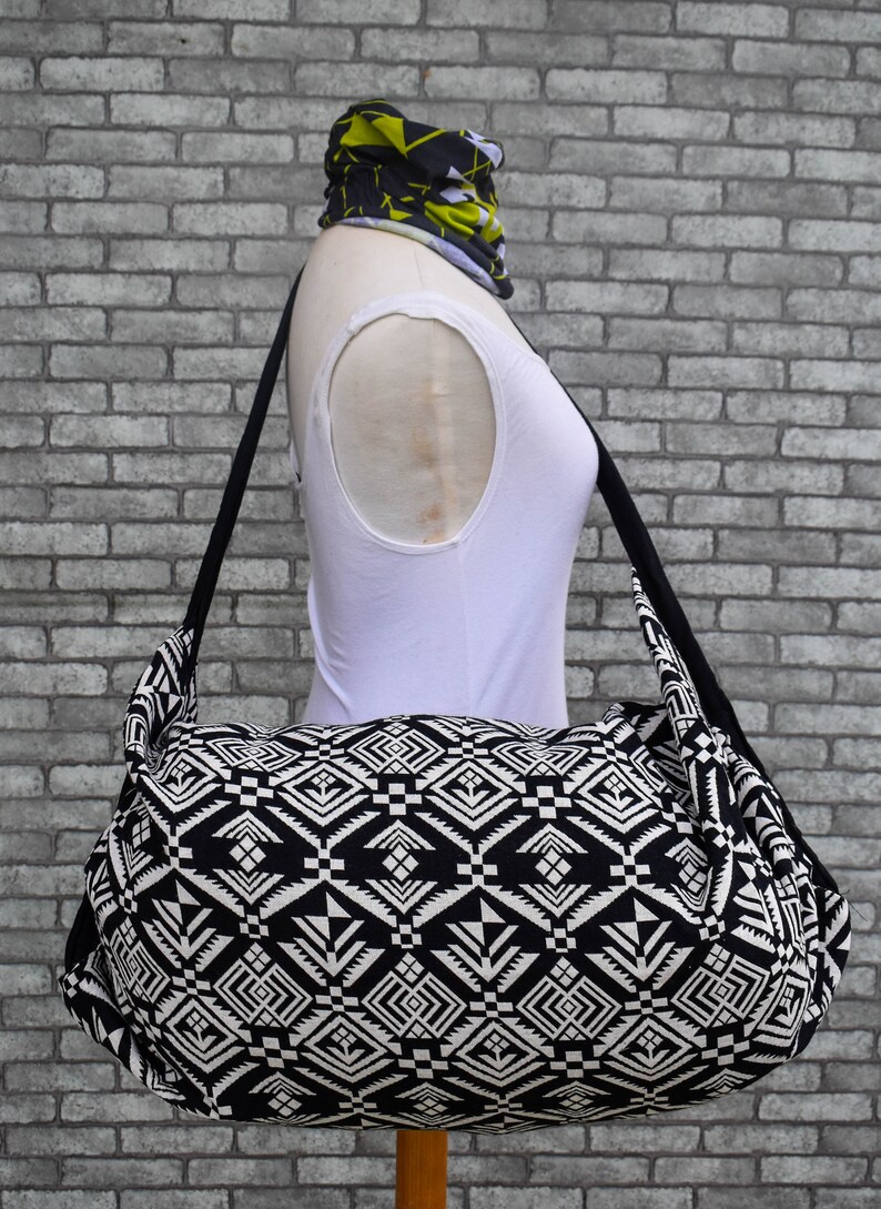 Geometric Duffel Bag Weekender Bag Black and White Travel | Etsy