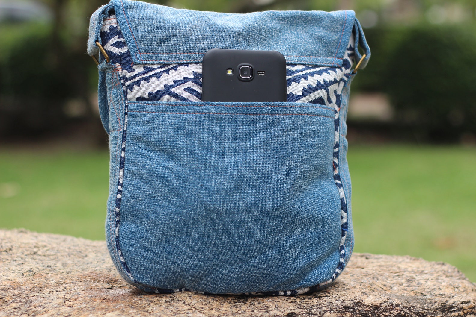 Women Messenger Bag Southwestern Purse Blue Handbag Etsy