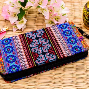 Cartera vegana, cartera de mujer, cartera de mano tribal nativa del suroeste, cartera bohemia, cartera étnica con tapiz, cartera hipster, cartera con cremallera