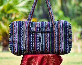 Colorful Duffle Bag, Hippie Weekender Bag, Boho Overnight Bag, Striped Duffle Bag, Hippie Duffle Bag, Thai Duffle Bag, Aztec Weekender Bag