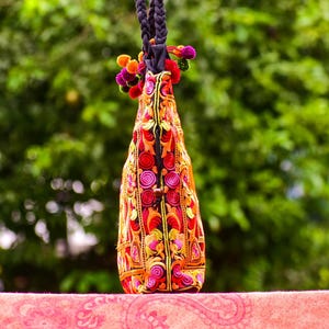 Embroidered Floral Tote Bag, Hmong Woven Shoulder Bag image 2