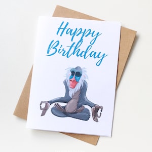 Carte d'anniversaire de babouin, cartes peintes imprimables