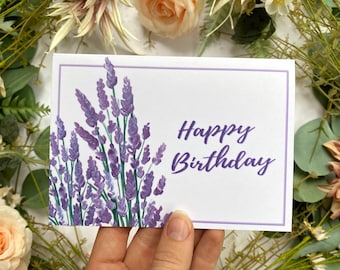 Happy Birthday! Painted Lavender Card, 100% Recycled Paper