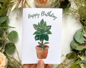 House Plant Birthday Card, Printable Painted Cards