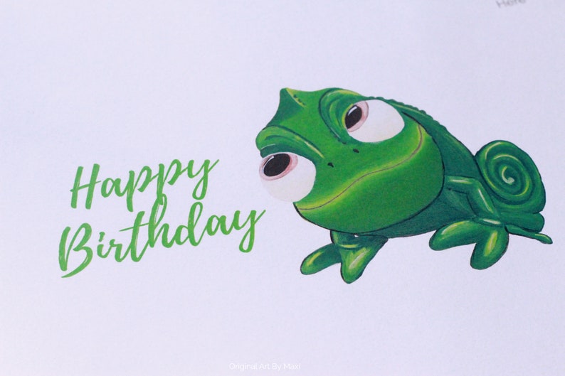 Chameleon Birthday Card Printable Painted Cards - Etsy