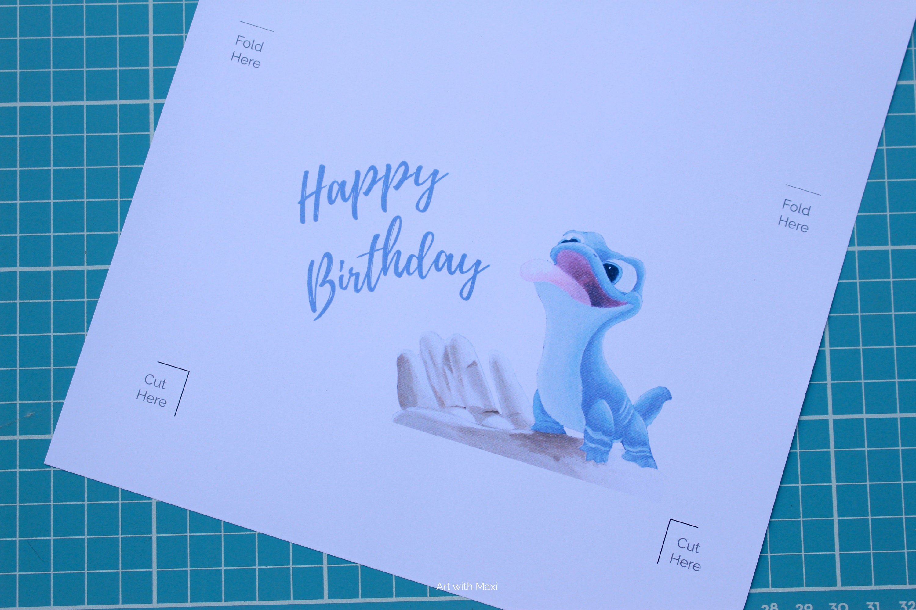 Salamander Birthday Card Printable Painted Cards - Etsy