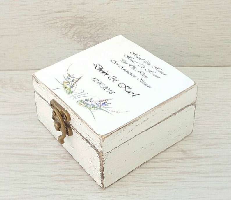 Personalized Wedding Ring Box For Ceremony Rustic Bearer Image 0