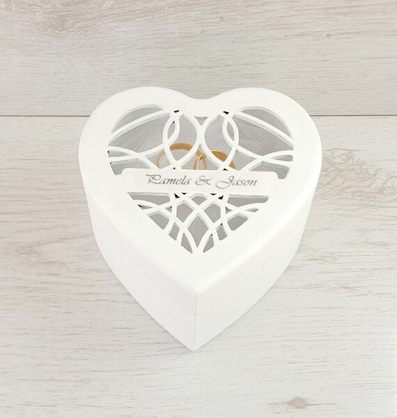 Ring Box Wedding Ring Bearer Pillow Heart Shaped Wooden Ring Etsy