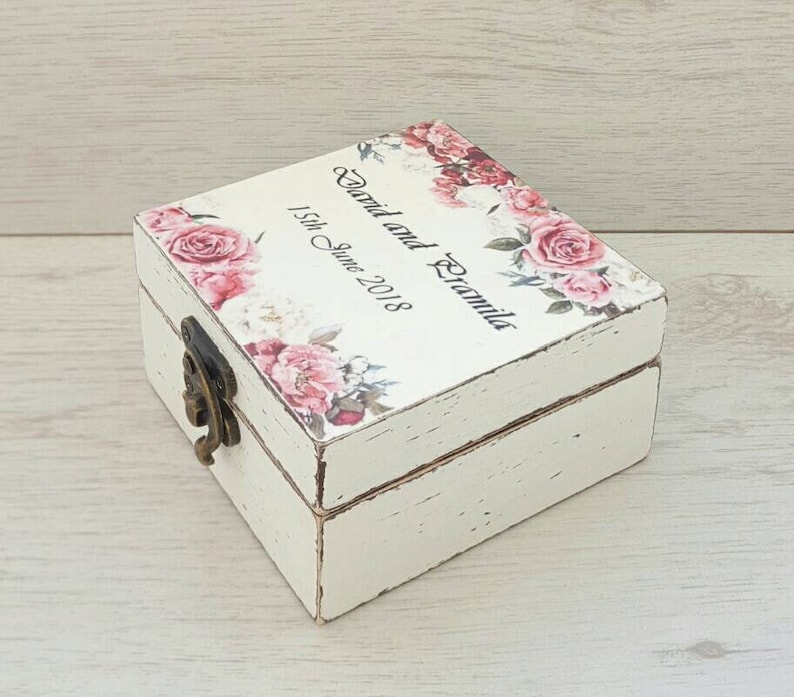 Fl Ring Bearer Box Wooden Wedding For Ceremony Image 0