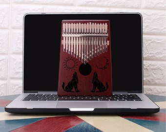 Dark barrel series  17key kalimba wolf Engraving