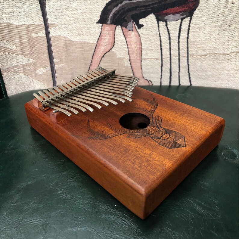 Kalimba 17 Keys Thumb Piano Linear Illustration line Deer Etsy