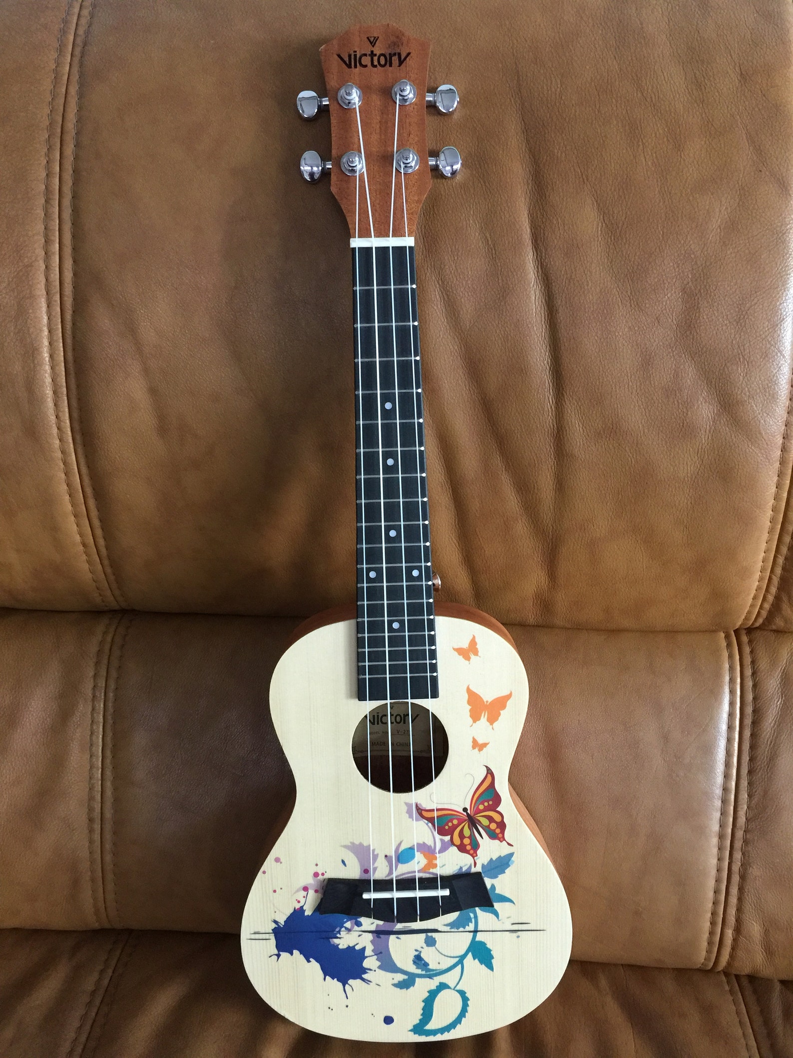 Painted Concert Ukulele 23 Inchbutterfly and Flower Etsy