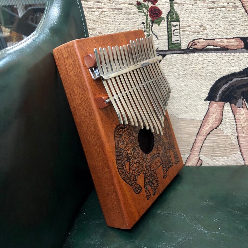 New Kalimba 17 Key Line art father and son elephant Etsy