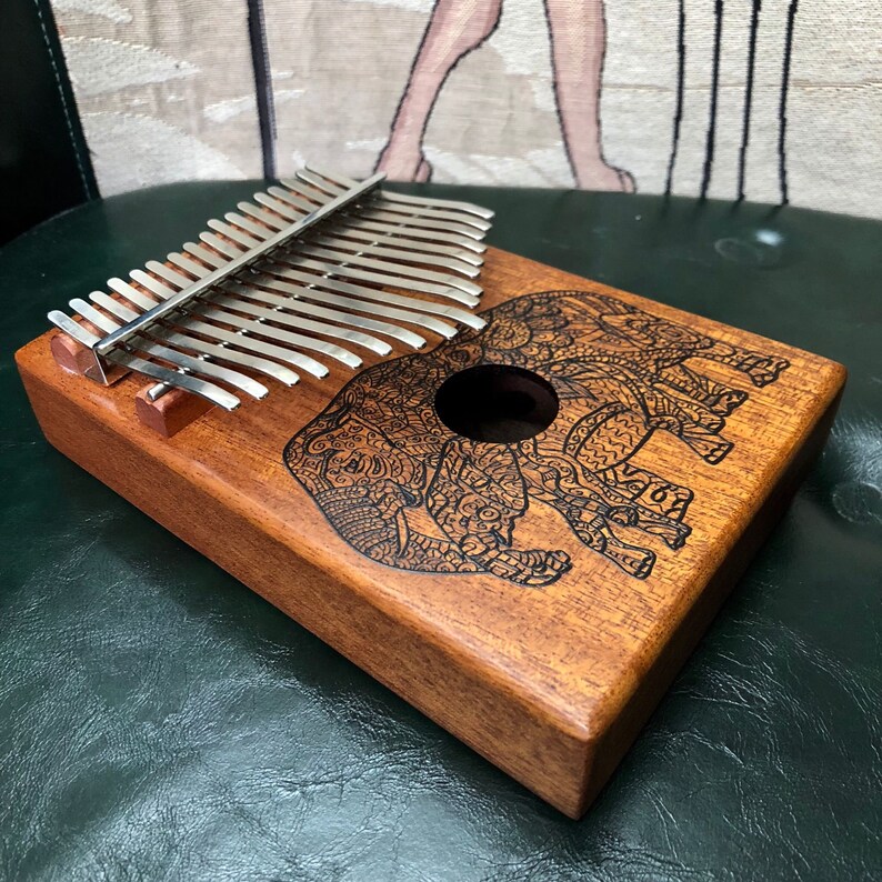 New Kalimba 17 Key Line art father and son elephant Etsy