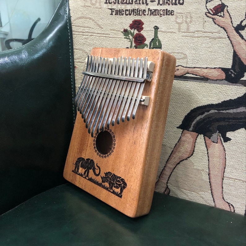 17key Kalimba African Thumb Piano Carving Grassland Elephant Etsy