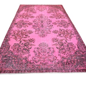 Superior Pink beauty, Incredible pink rug, Vintage pink carpet, handmade worn rug, distressed boho rug, overdyed rug 265x153 cm / 8.6x5 ft