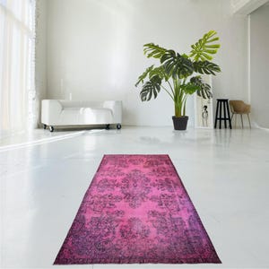 Pink rug, large pink rug, Vintage pink carpet, handmade worn rug, distressed boho rug, overdyed rug 302x178 cm / 5.8x9.9 ft