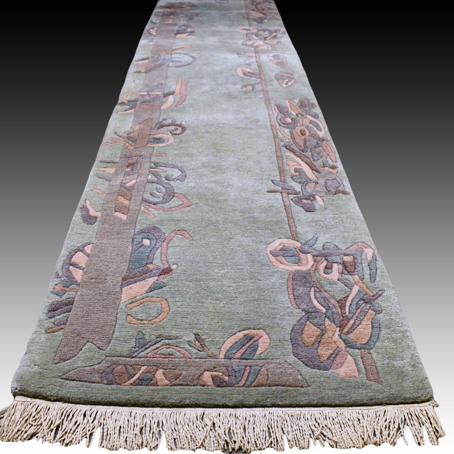 Modern Runner Rug Green Runner Rug Art Deco Design Rug Long Etsy