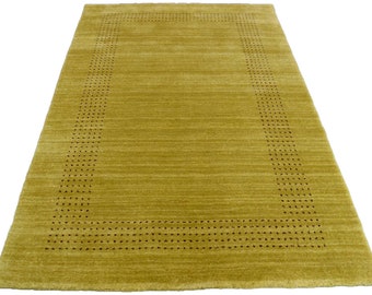 Yellow rug, gold rug, modern rug, gabbeh rug, unused rug, handmade rug, design rug - UNUSED -  145x90 cm / 3x4.8 ft
