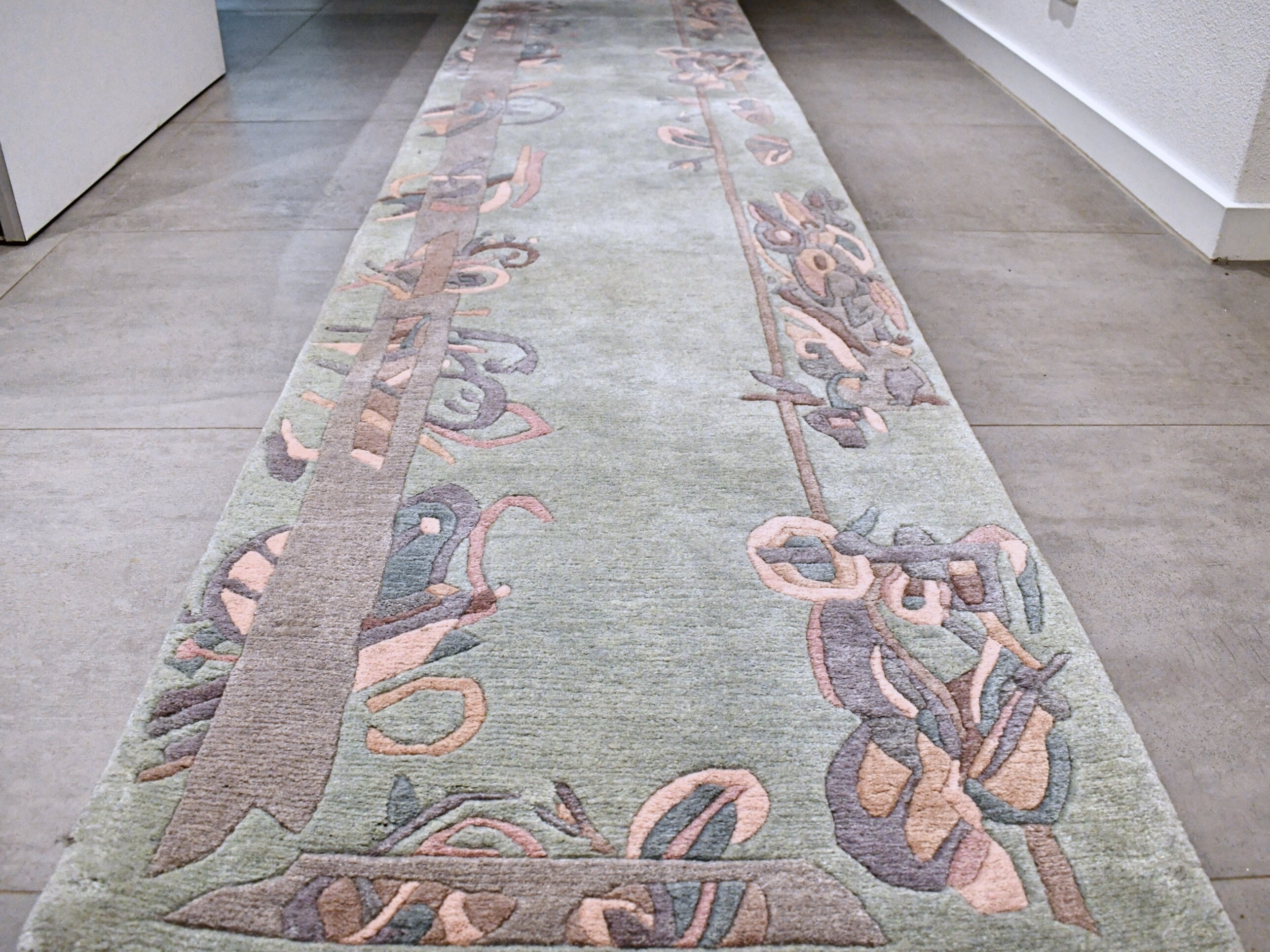 Modern Runner Rug Green Runner Rug Art Deco Design Rug Long Etsy