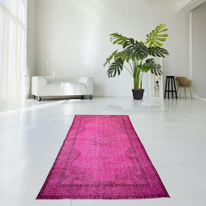 Superior Pink beauty, Incredible pink rug, Vintage pink carpet, handmade worn rug, distressed boho rug, overdyed rug 287x175 cm / 5.8x9.4 ft