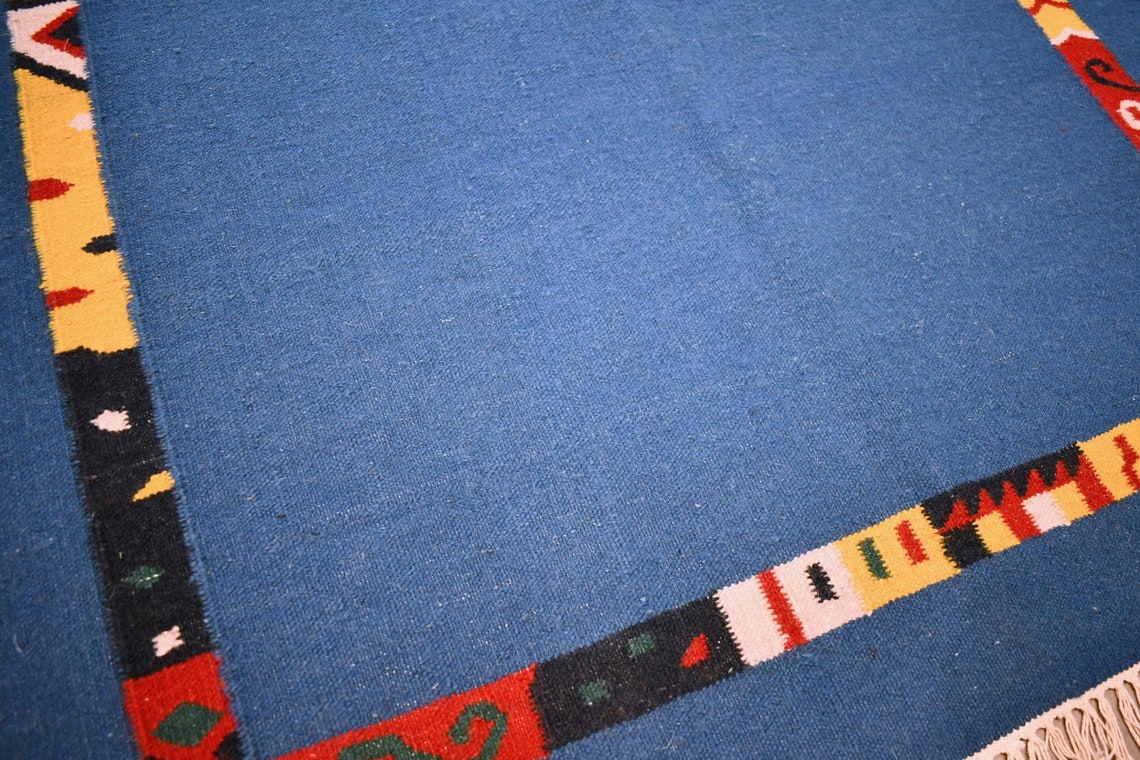 4 x 6 blau moderne Kelim Teppich schwedische Kelim Teppich ...