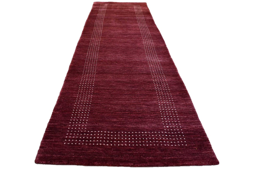 Modern Burgundy Red Runner Rug, Long Dark Red Runner, Modern Runner, Hallway Rug, Kitchen Rug