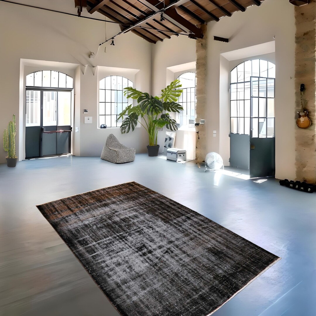 Drak Rugs Vintage Black Worn Rug Dark Rug, Super Vintage Rug, Handmade Rug ...