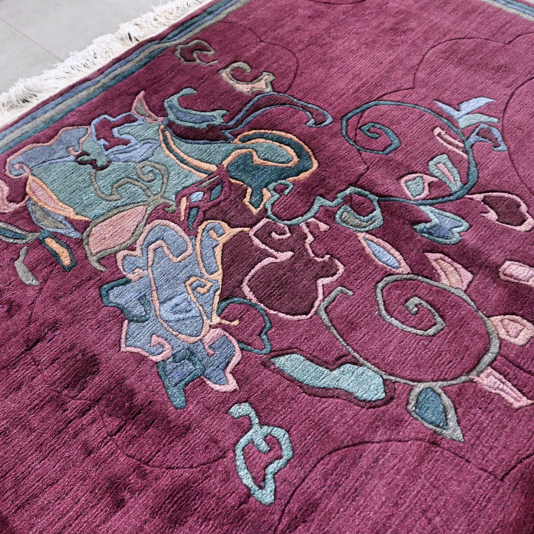 10x7 Modern purple art Rug Art Deco Design Rug Handmade Area Etsy