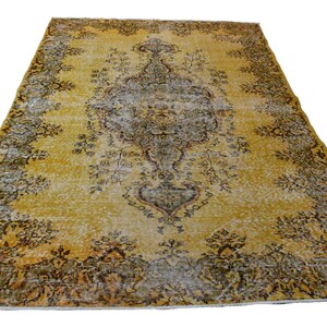 Yellow Boho Beauty: Handmade Yellow Vintagerug, Overdyed Rug, Perfectly Worn Vintage rug, Area Rug 278x178 cm / 5.8x9.1 ft