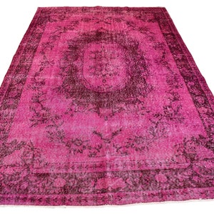 Handmade pink rug, overdyed rug, pink vintage rug - worn boho oushak rug, handmade rug, modern rug 292x178 cm / 5.8x9.6 ft