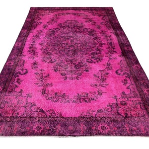 Incredible pink rug, large Vintage pink carpet, handmade worn rug, distressed boho rug, overdyed rug 284x174 cm / 5.7x9.3 ft