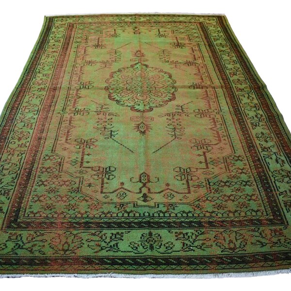 Green Overdyed Rug Etsy